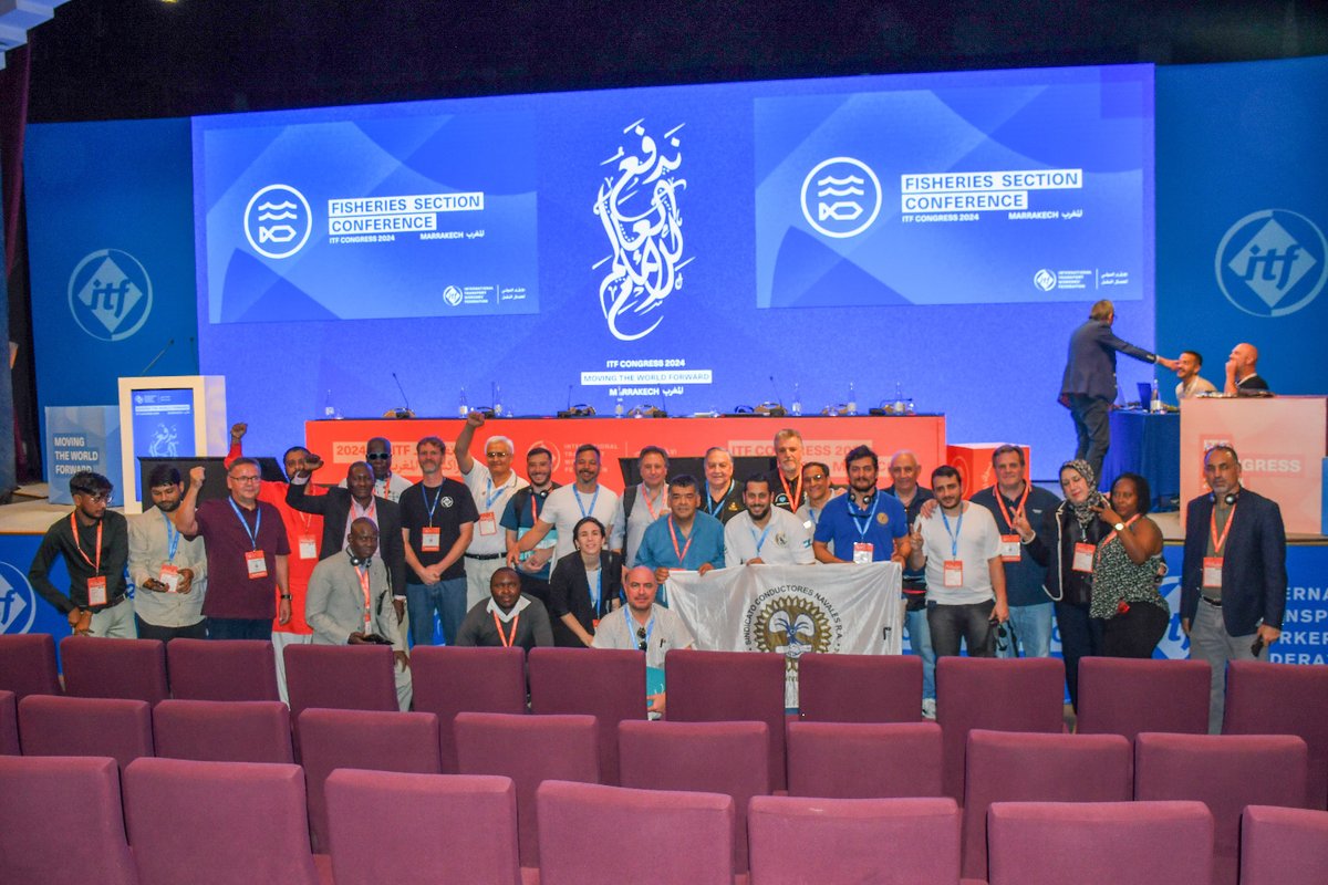 ITF’s Fisheries Section represents some of the most marginalised and often mistreated transport workers globally.

Today at #ITFCongress2024, we came together to commit to a new fisheries policy to fight for a decent, safe and healthy working environment in fisheries.