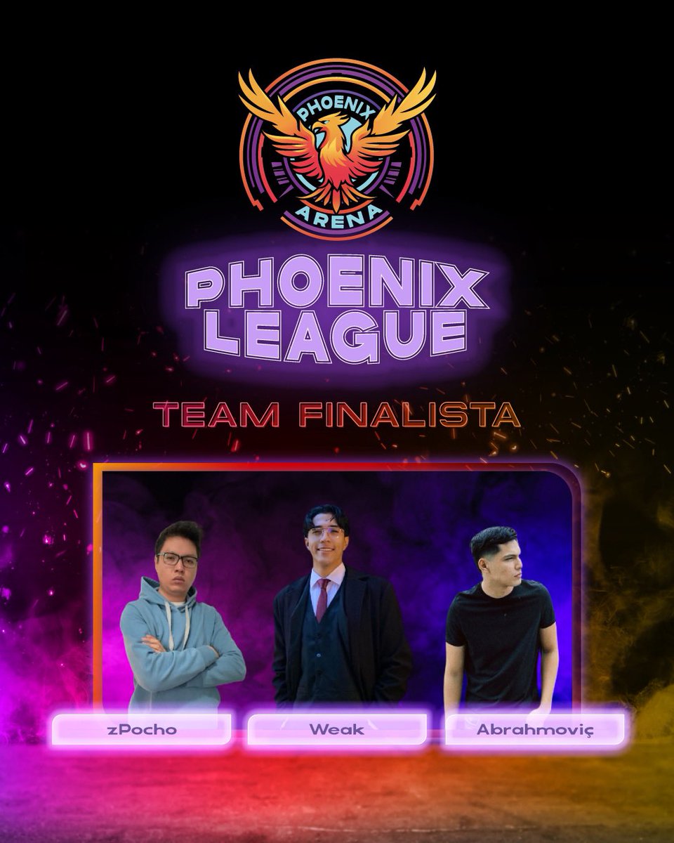 ¡Conoce a los finalistas de la Phoenix League! 🔥🎮 
Después de intensas batallas, estos equipos han demostrado que están listos para la gran final. 
Prepárate para vivir la mejor acción en WZ de LATAM.

<a href="/Its_Weak/">Weak Skywalker</a> @abrajampp <a href="/xPocho_/">UqWTgTeh</a>
