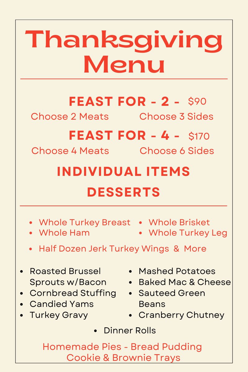 🍁🍂🦃🦃🍖🍖🥩🥩🍂🍁
Our Thanksgiving Menu is live!  Let us cook your Turkey-Day meal!  Order a feast for 2 or 4, or buy full roasts and sides!  Email orders@mgmroastbeef.com 🍁🍂🦃🦃🍖🍖🥩🥩🍂🍁