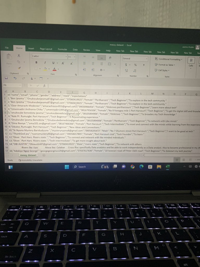 peter_aseme's tweet photo. Hello guys, still on my tech journey in Data Analytics, I have got to learn the basics formulas in using the Tool “Excel”, “Data Cleaning”, 
This pictureA is a messy dataset and pictureB is a clean dataset from using the excel.
@HarvoxxH 
@chudifoundation 
@DataAnalyticsX https://t.co/kikjUbNcDM