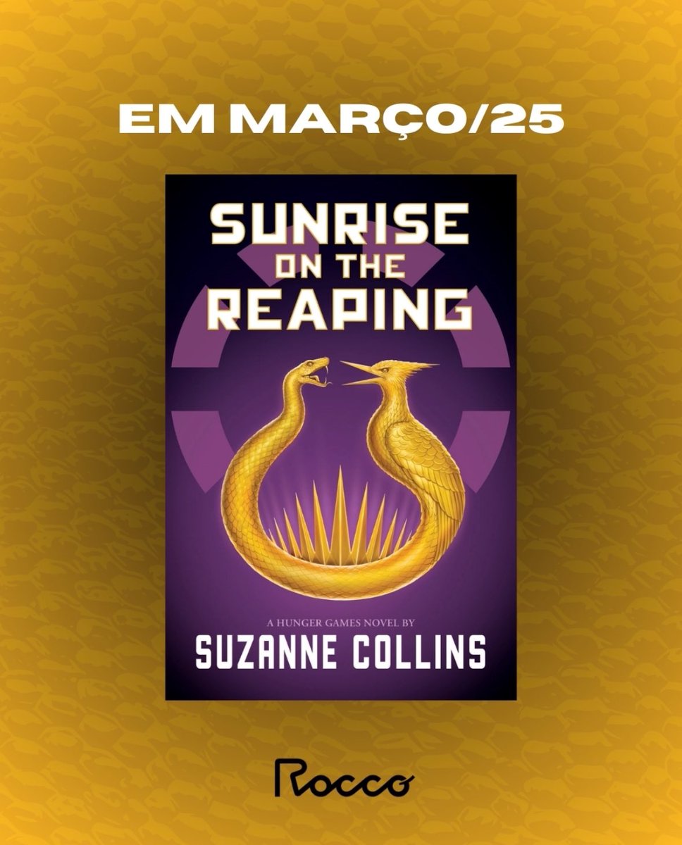 editorarocco's tweet photo. "Sunrise on the Reaping" (ainda sem tradução no Brasil) conta a história de Panem 24 anos antes de "Jogos vorazes".

No Brasil, o livro também chega em março de 2025 e estamos muito muito muito ansiosos!

#JogosVorazes #Livros #SunriseOnTheReaping #EditoraRocco https://t.co/mGxItqj5A0
