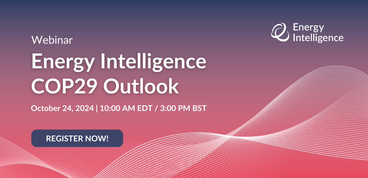 energyintel's tweet image. Join us for the #EnergyIntelligence COP29 Outlook webinar on October 24, where we'll explore the upcoming conference in Baku and examine how the #US election and global #geopolitical dynamics may add complexity to the discussions. 

Register Now &amp;gt;&amp;gt;bit.ly/3BNqpwz