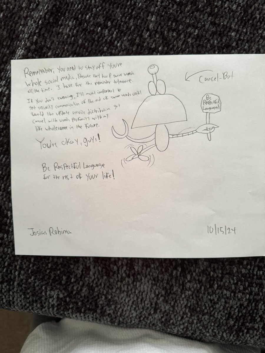 josias03031's tweet image. #cancelbot

Hey Guys, Let me explain into apologize to something. It’s okay, you don’t need to keep swear words all the time. Otherwise, you need to be respectful language good well-rounded to be my whole life with my robot invention with Cancel-Bot. Thank you for telling me for…