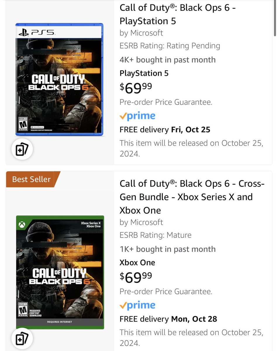 ChapoteP's tweet photo. Black ops 6 se está vendiendo más la versión de Xbox que la de PS5 en Amazon USA 🙌 https://t.co/1JuqY2UqpZ