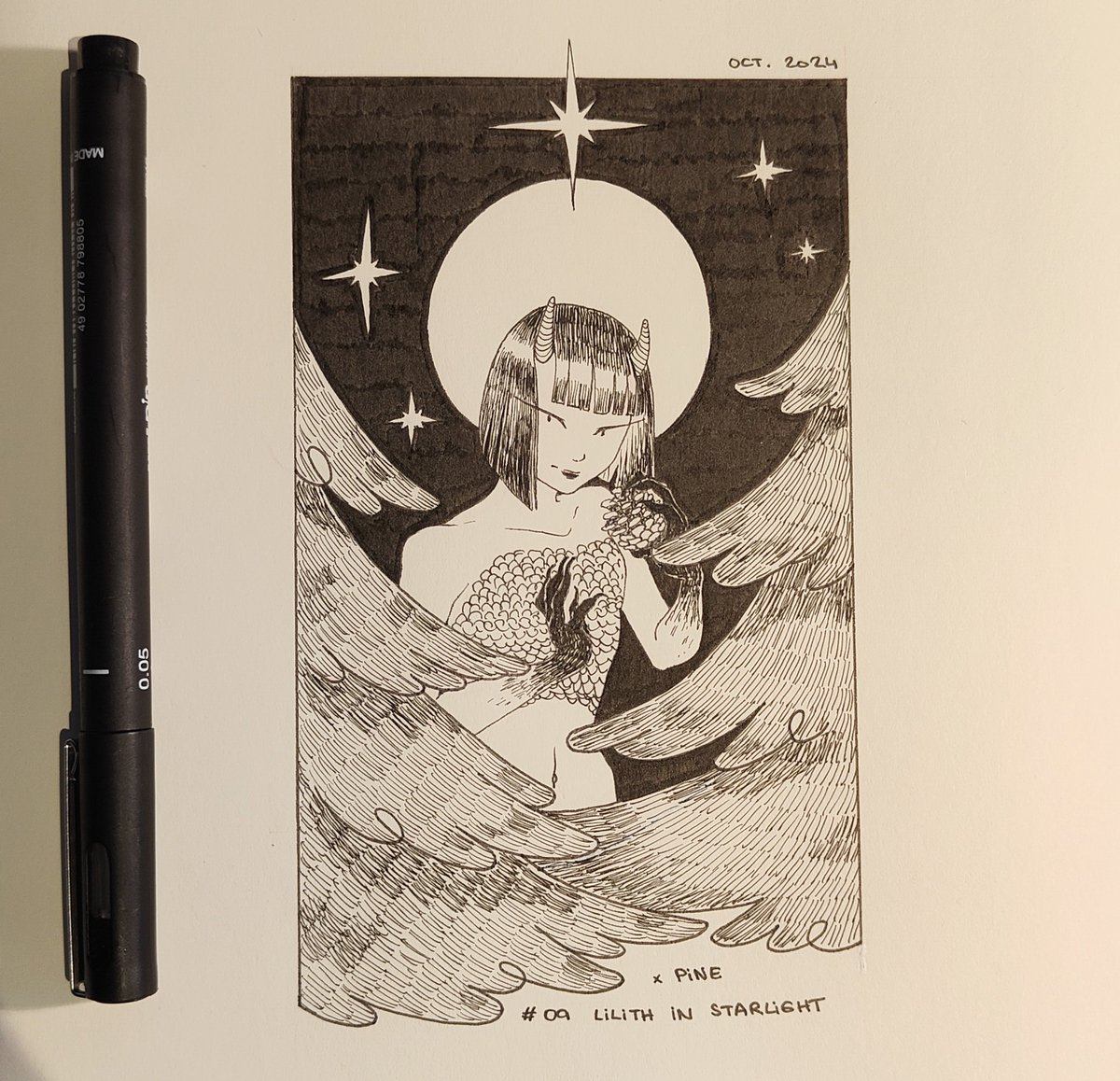 October 9th • Lilith in Starlight

+ Pine #plantober2024

#inktober #artober