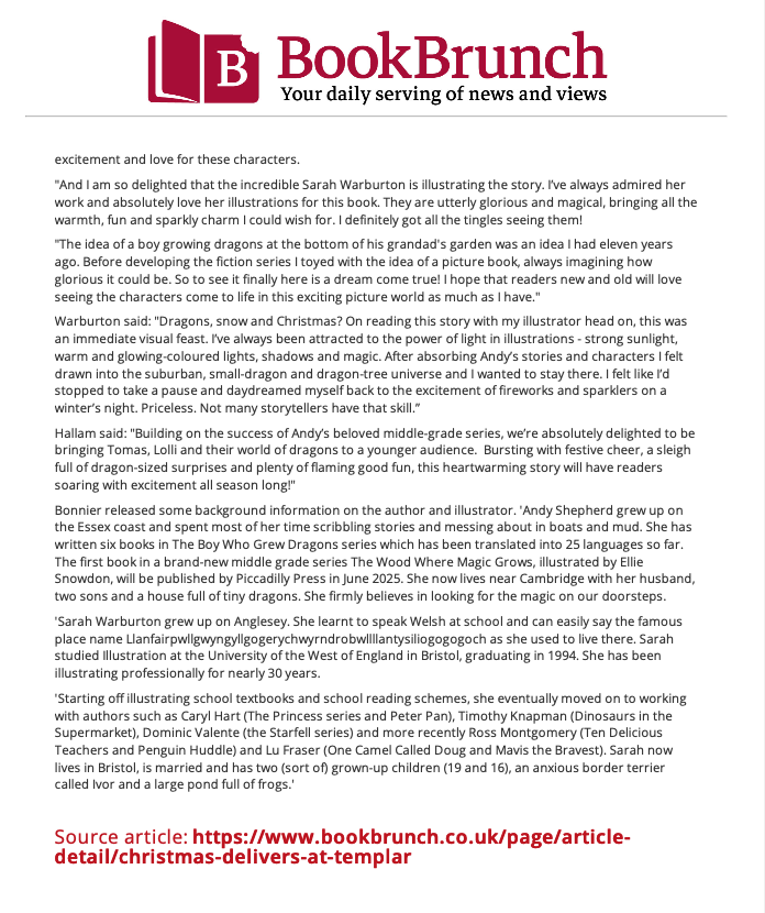 Dragon news!

I LOVE picture books, I had shelves full even before I had kids

I always imagined how glorious Flicker,Tomas &amp; Lolli could be in full colour

So I can’t tell you how thrilled &amp; delighted I am that #TheBoyWhoGrewDragons-A Christmas Delivery is flying out in 2025
1/4