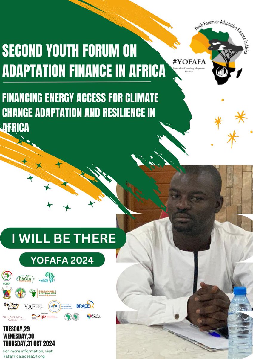 YOFAFA 2024, I will be there

Hashtags: #YAFAfricaInitiative #YOFAFA2024 #BraceAfrica #YouthAdaptation #Six30Campaign #Lightup630Lives
#ClimateFinance