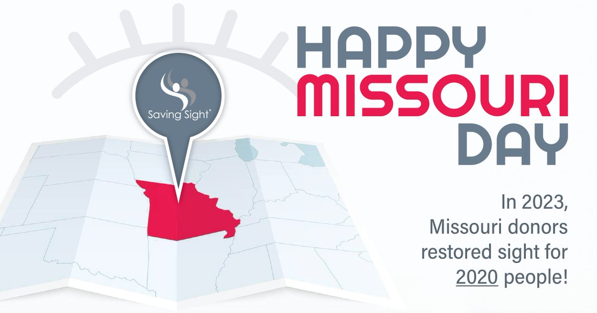 It's National Missouri Day! Founded in Missouri, Saving Sight still calls the Show-Me State home. In 2023, Missouri donors restored sight to 2,020 people! We’re proud to be part of this amazing community. #NationalMissouriDay #SavingSight #EyeDonation #WeSaveSight