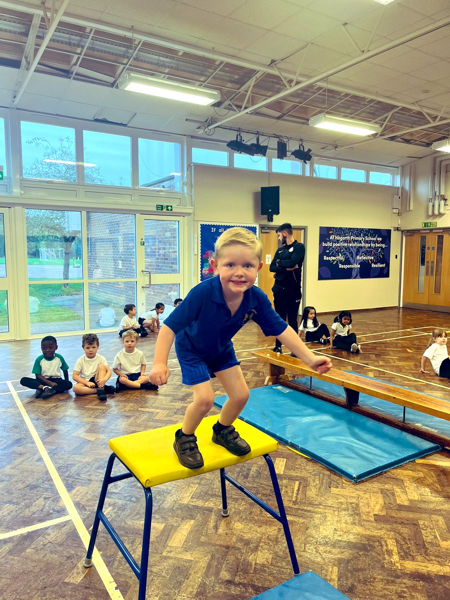 HogarthPS's tweet image. Reception had the apparatus out today in PE and they had a wonderful time! Their balancing and gross motor skills came into play. 
#wearelearning
#welovehogarth