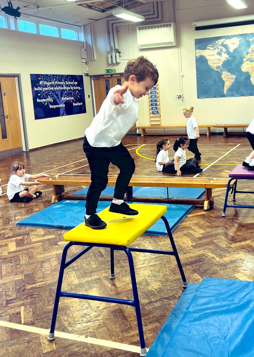 HogarthPS's tweet image. Reception had the apparatus out today in PE and they had a wonderful time! Their balancing and gross motor skills came into play. 
#wearelearning
#welovehogarth