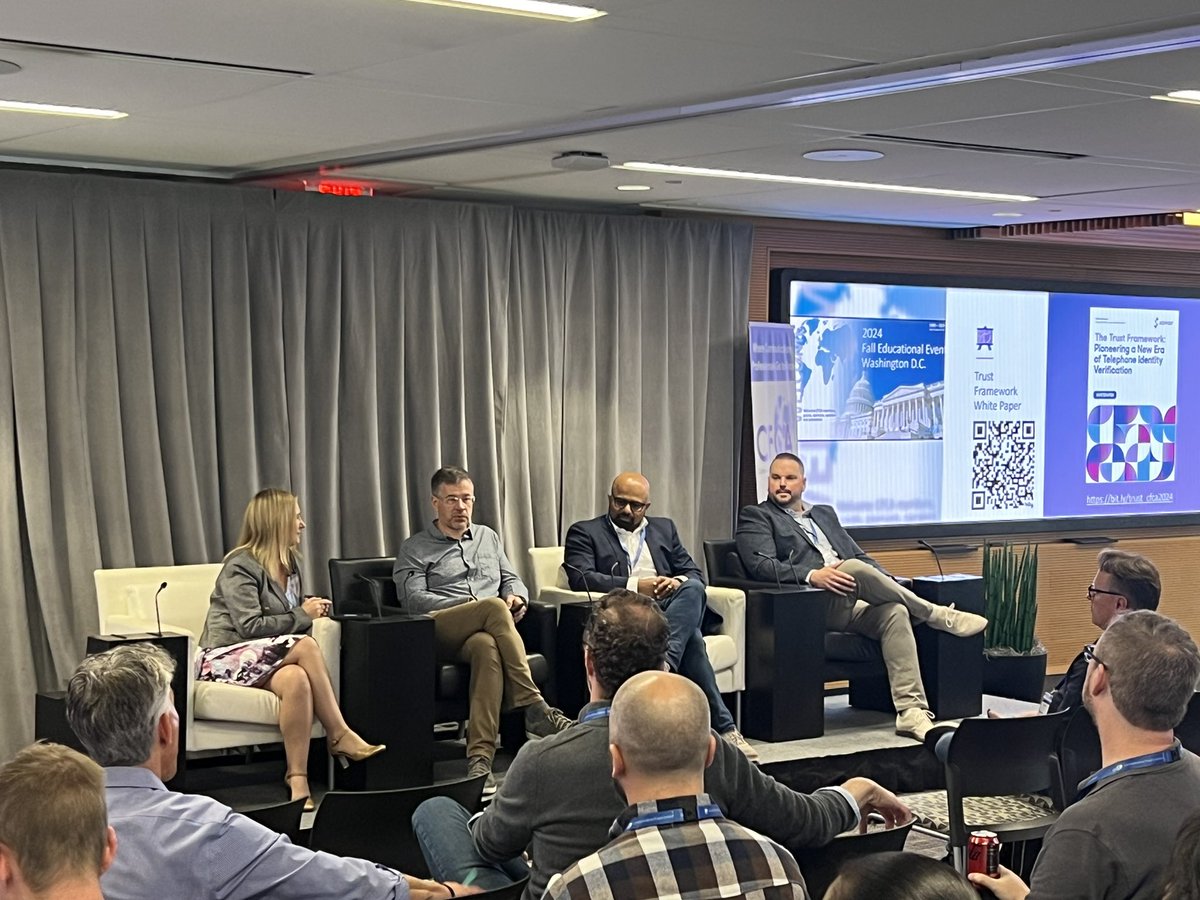 Jaime Zetterstrom of <a href="/Somos_Inc/">Somos</a>  led a panel at our Fall Educational Event today. 
With Chris Wendt, Drew Andersen and TJ Thinakaran, they all discussed “What is Next for Trust in Telephone Numbers”.
What do you think is next?

#GoToKnow #StirShaken #Trust #Telecoms #Transparency