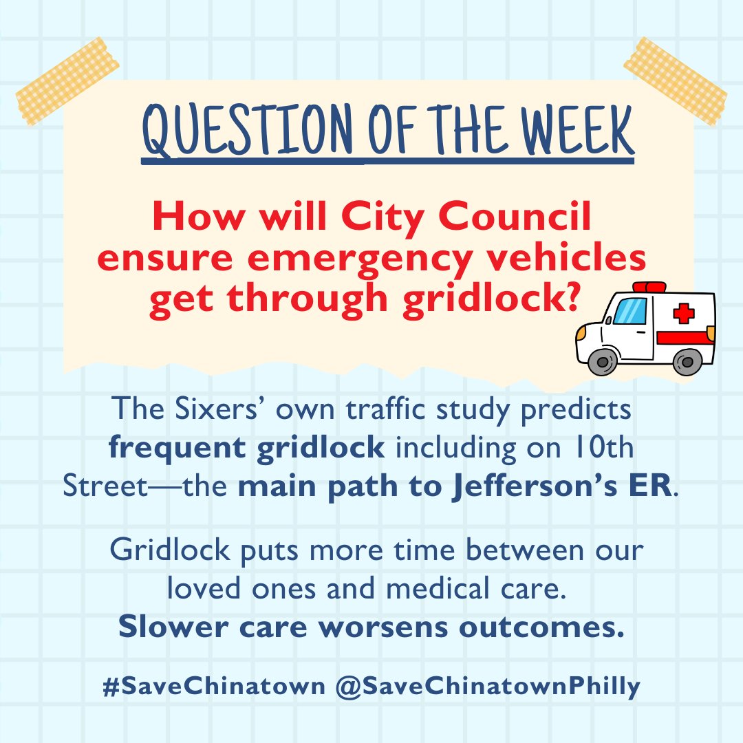 🚑This week, Philly's former Health Commissioner, <a href="/PSRPennsylvania/">PSR Pennsylvania</a>, and doctors/nurses/EMTs/medical workers echoed the same concern: The arena threatens patients' lives and ambulance access. 

So why haven't we heard from City Council's Public Health Committee?
