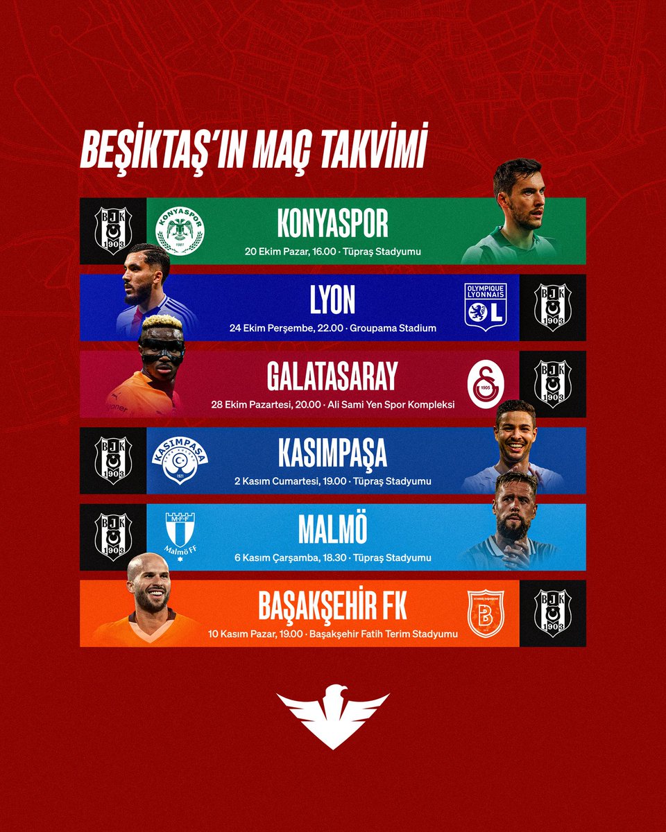 HaberKartali's tweet photo. Beşiktaş, sonraki milli araya kadar 22 günde 6 maça çıkacak.

🦅 6 maçtan kaç puan gelir? https://t.co/HuHGcZla1A