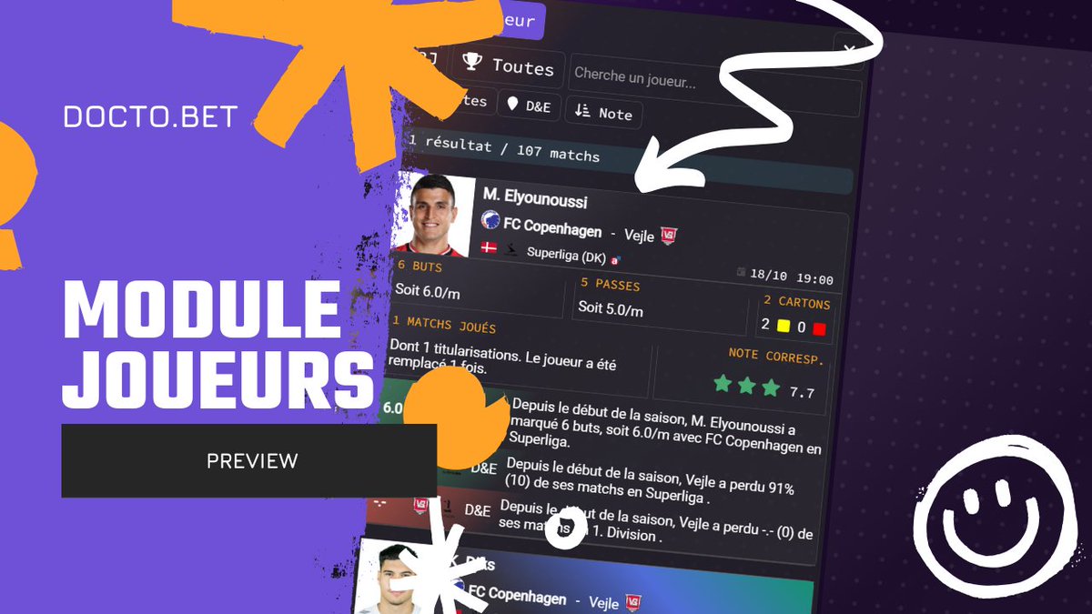 🎉 SURPRISE 🎉

Prévu pour demain, je lâche dès ce soir une preview exclusive du module "Joueurs" sur docto.bet 🔥

👉 Au programme : Buts, passes décisives, penalties, cartons, titularisations, compos d’équipe et même... les infos blessures ! 👀

La vidéo