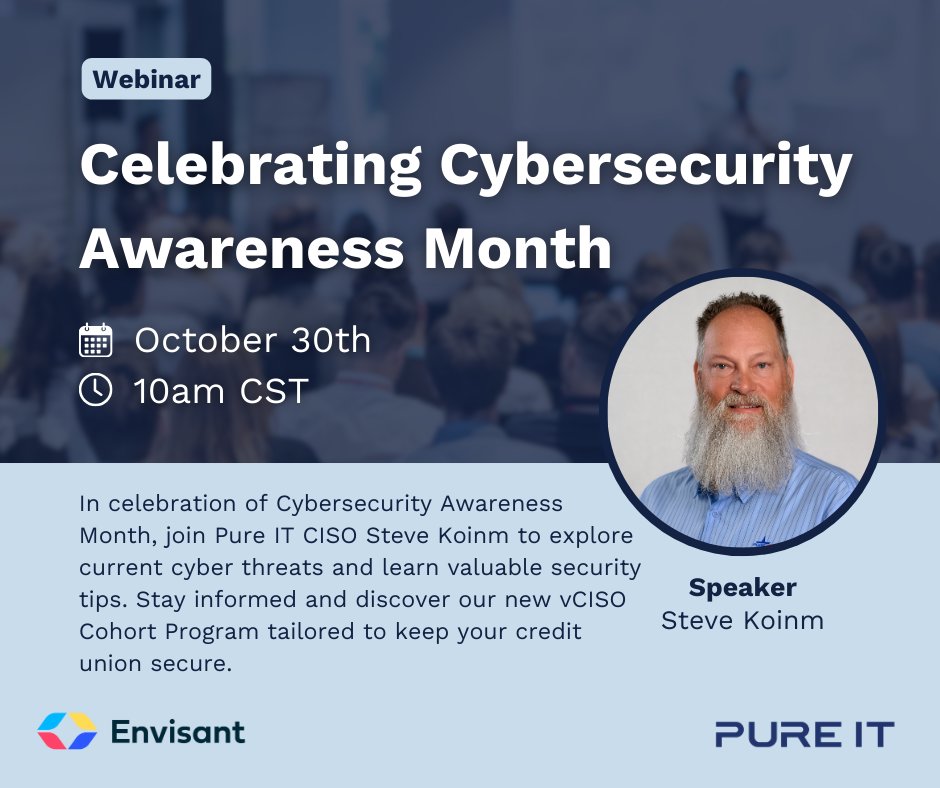 We're thrilled to be joining our partner, <a href="/envisant/">Envisant</a>, for a #ReachYourPotential webinar at the end of this month! Our CISO, Steve Koinm, will review the latest cyber threats to help protect your credit union and members.

Register today ➡️ us02web.zoom.us/webinar/regist…