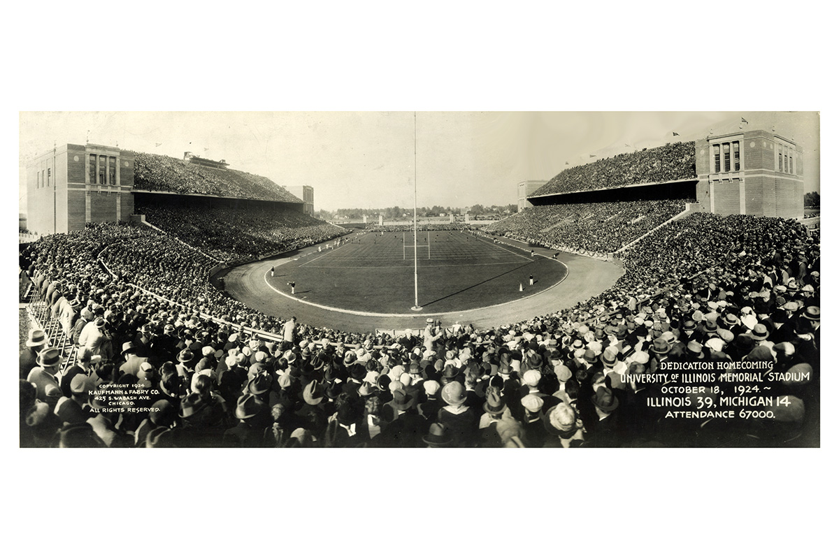 NewsAtIllinois's tweet photo. Memorial Stadium is an economic engine and an important civic building for the community as well as a site for football games, say @ARCHatIllinois professors Kevin J. Hinders and Benjamin A. Bross. ▶️ https://t.co/yZXySjZpK2 https://t.co/aIxvUgAVzS