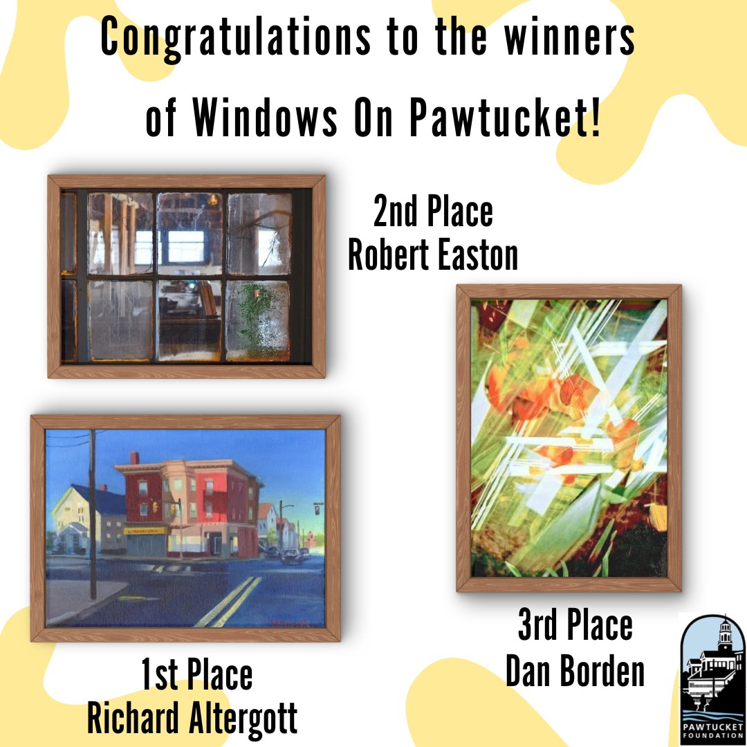 Pawtucket Foundation (@pawtfnd) on Twitter photo Congratulations to the Windows On Pawtucket winners Robert Easton, Richard Altergott, and Dan Borden!
Windows on Pawtucket is a community-oriented collaboration between <a href="/ArtLeagueRI/">Art League RI</a> and the Pawtucket Foundation. Congratulations to the Windows On Pawtucket winners Robert Easton, Richard Altergott, and Dan Borden!
Windows on Pawtucket is a community-oriented collaboration between <a href="/ArtLeagueRI/">Art League RI</a> and the Pawtucket Foundation.