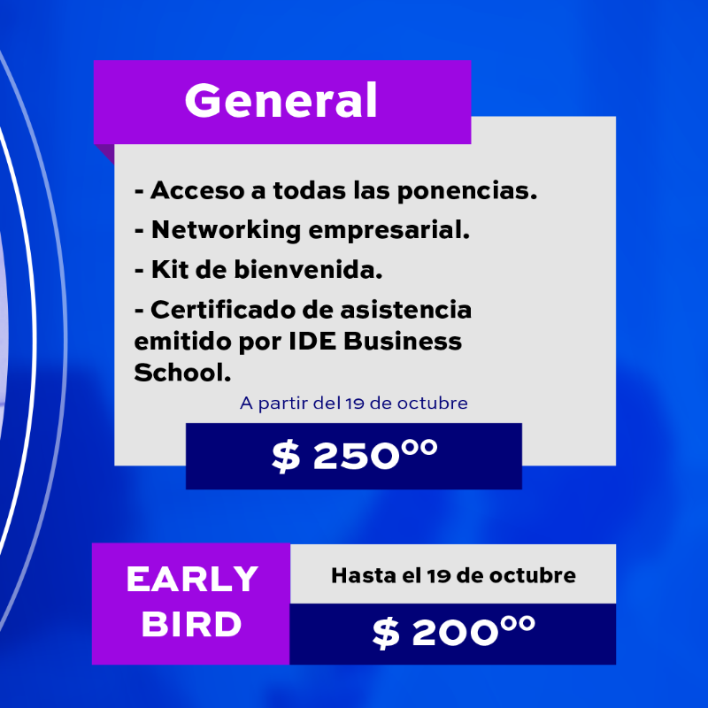 IDEbschool's tweet photo. 🙌🎟️¡Asegura tu lugar en el #IDEBusinessSummit! Nuestro evento transformará tu perspectiva sobre los negocios y el mundo empresarial. Descubre nuestros diferentes tipos de pases y elige el que mejor se adapte a ti.
 📍Quorum Paseo San Francisco, Quito.
🗓️ 19 noviembre de 2024