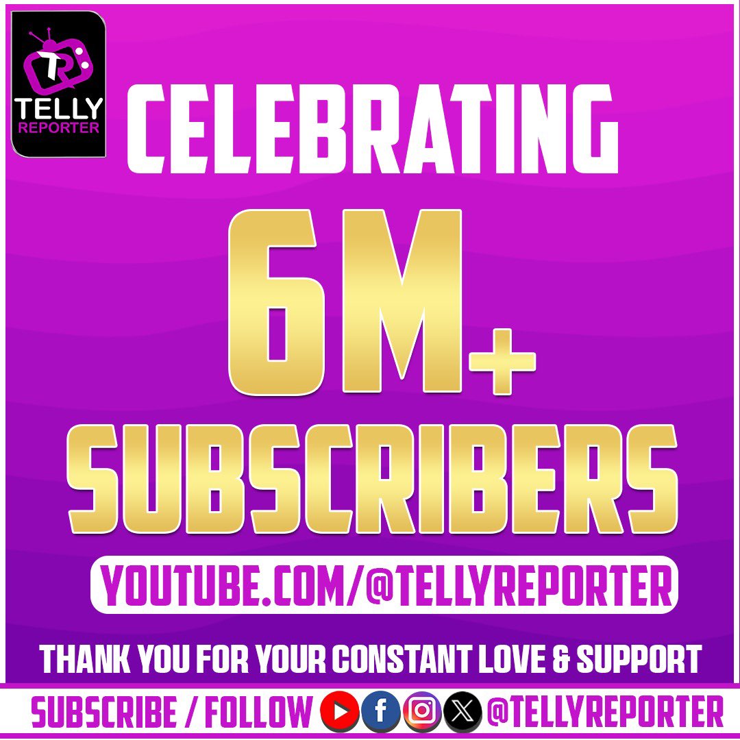 TellyReporter's tweet photo. #TellyReporter has crossed 6 million subscribers on #YouTube! 🎉 A heartfelt THANK YOU to our amazing viewers for your unwavering love and support—you’ve made this milestone possible! 💖 Here’s to continuing this incredible journey together—let’s reach even greater heights! ❤️🙌 #TellyReporter #6MillionSubscribers #YTIndia #StarPlus #ColorsTV #DangalTV #ZeeTV #SetIndia #SonySAB #Shemaroo #SunNeo