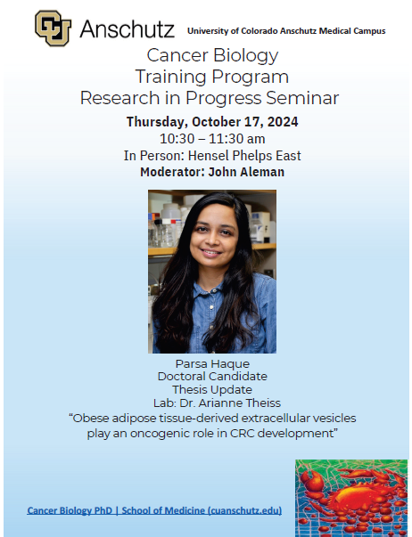 CU Anschutz Cancer Biology Graduate Program (@cucancerbio) on Twitter photo See you all tomorrow for our next RIP given by <a href="/parsa_haque/">Parsa Haque</a> in the <a href="/arianne_theiss/">Arianne Theiss</a> lab. #BestYouCANB See you all tomorrow for our next RIP given by <a href="/parsa_haque/">Parsa Haque</a> in the <a href="/arianne_theiss/">Arianne Theiss</a> lab. #BestYouCANB