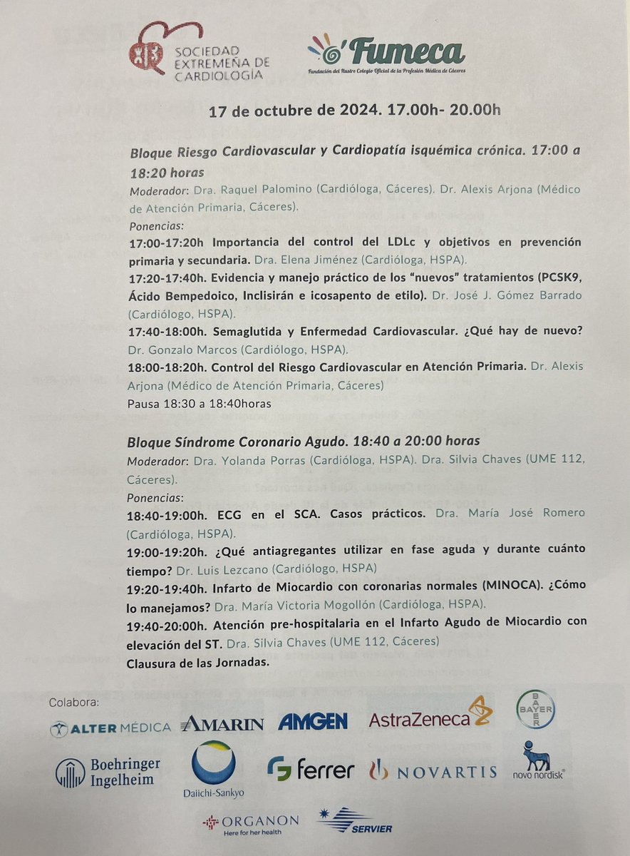 Juan Carlos Rama (@jcarlosrama_) on Twitter photo Empezamos las Jornadas de actualización entre Cardiologia & Atencion Primaria, gracias a tod@s! <a href="/secardiologia/">Soc Esp Cardiología</a> <a href="/gonzalomarc1/">Gonzalo Marcos</a> <a href="/mvmogjim/">Mariví Mogollón</a> <a href="/SocExtCardio/">Sociedad Extremeña de Cardiología</a> Empezamos las Jornadas de actualización entre Cardiologia & Atencion Primaria, gracias a tod@s! <a href="/secardiologia/">Soc Esp Cardiología</a> <a href="/gonzalomarc1/">Gonzalo Marcos</a> <a href="/mvmogjim/">Mariví Mogollón</a> <a href="/SocExtCardio/">Sociedad Extremeña de Cardiología</a>