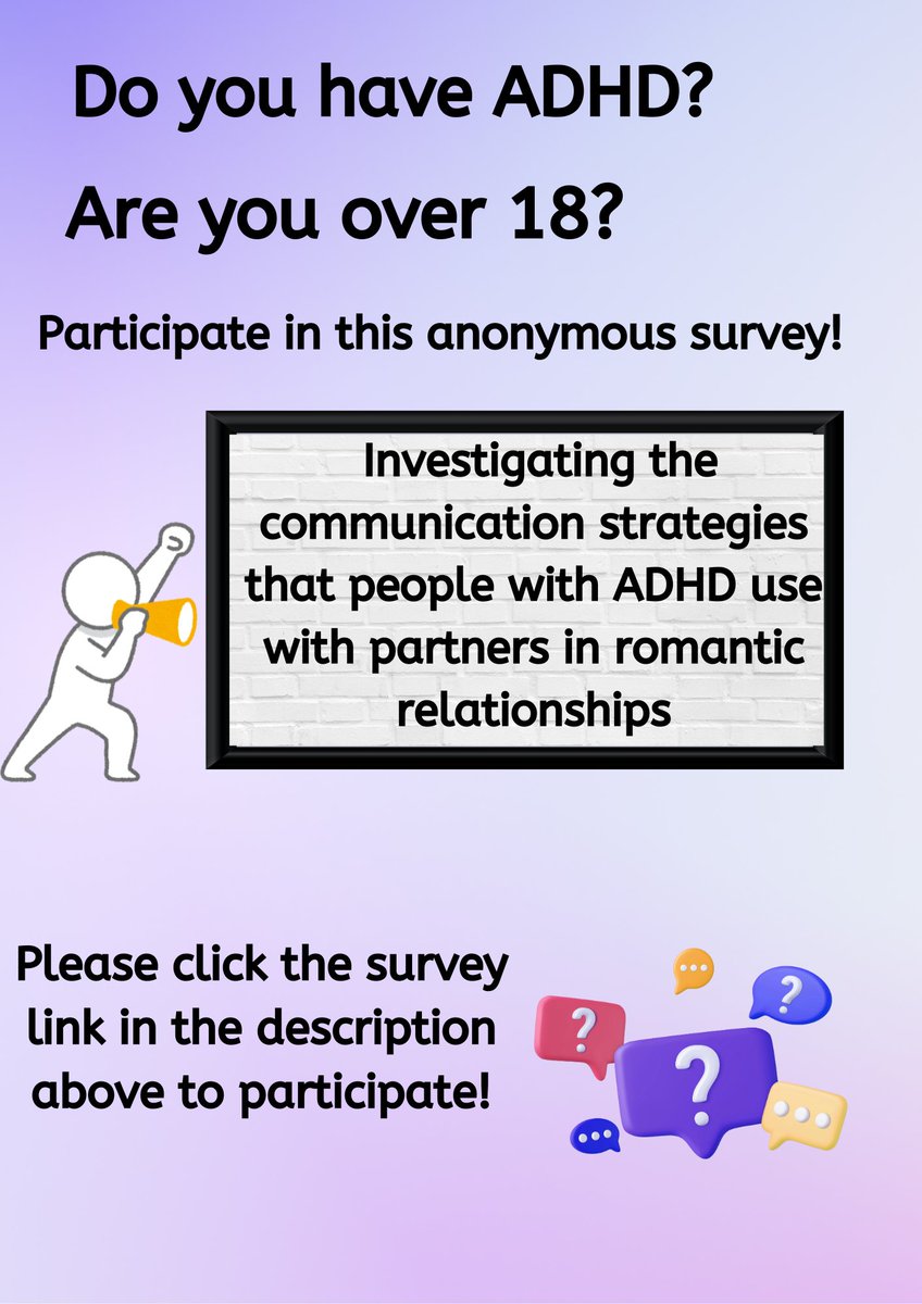 Maeve Gonley (@mgonley) on Twitter photo 📢Attention Adults with #ADHD Do you have challenges communicating with romantic partners? Please take part in this anonymous survey! eu.surveymonkey.com/r/YVC2L6L
<a href="/ADHDUKcharity/">ADHD UK</a> <a href="/adhdawareuk/">ADHD Aware</a> <a href="/CentreforADHD/">Centre for #ADHD Awareness, Canada (CADDAC)</a> <a href="/ADHD_Europe/">ADHD-Europe</a> <a href="/theadhdclinic/">theadhdclinic</a> <a href="/iaslt/">IASLT</a> <a href="/adultcommsig/">Adult Communication SIG</a> <a href="/RCSLT/">RCSLT 💙</a> <a href="/adultADHDindia/">Adult ADHD India</a> 📢Attention Adults with #ADHD Do you have challenges communicating with romantic partners? Please take part in this anonymous survey! eu.surveymonkey.com/r/YVC2L6L
<a href="/ADHDUKcharity/">ADHD UK</a> <a href="/adhdawareuk/">ADHD Aware</a> <a href="/CentreforADHD/">Centre for #ADHD Awareness, Canada (CADDAC)</a> <a href="/ADHD_Europe/">ADHD-Europe</a> <a href="/theadhdclinic/">theadhdclinic</a> <a href="/iaslt/">IASLT</a> <a href="/adultcommsig/">Adult Communication SIG</a> <a href="/RCSLT/">RCSLT 💙</a> <a href="/adultADHDindia/">Adult ADHD India</a>