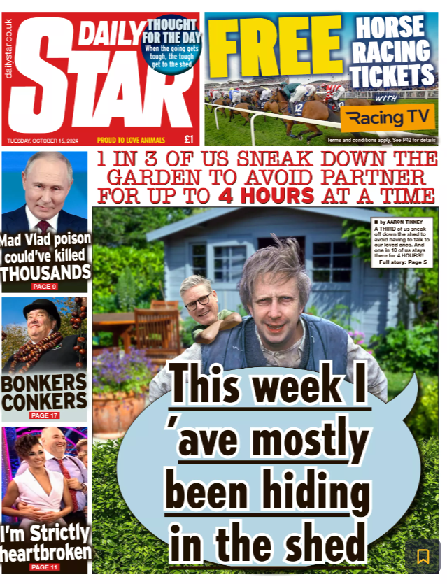 PR_Examples's tweet image. This week we @FINNConsumer  put a survey out for our great client @ToolstationUK  that found 31% use their sheds to escape unwanted guests.

Cue the front page of the @dailystar, with a lead story on  @MailOnline too
