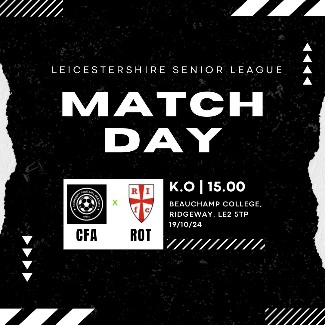 cfa_2004's tweet photo. Back home this weekend as we face an inform Rothley side who have only lost once in their last 6 games. Get down to support the lads! 💪🏽

🆚 @RothleyFC 
🗓 19/10/2024
🕑  15:00pm
🏆 @officialLSL1 
🏟 Beauchamp College, Ridgeway, Leicester, LE2 5TP

#UpTheCFA https://t.co/3oYR6yZHpE