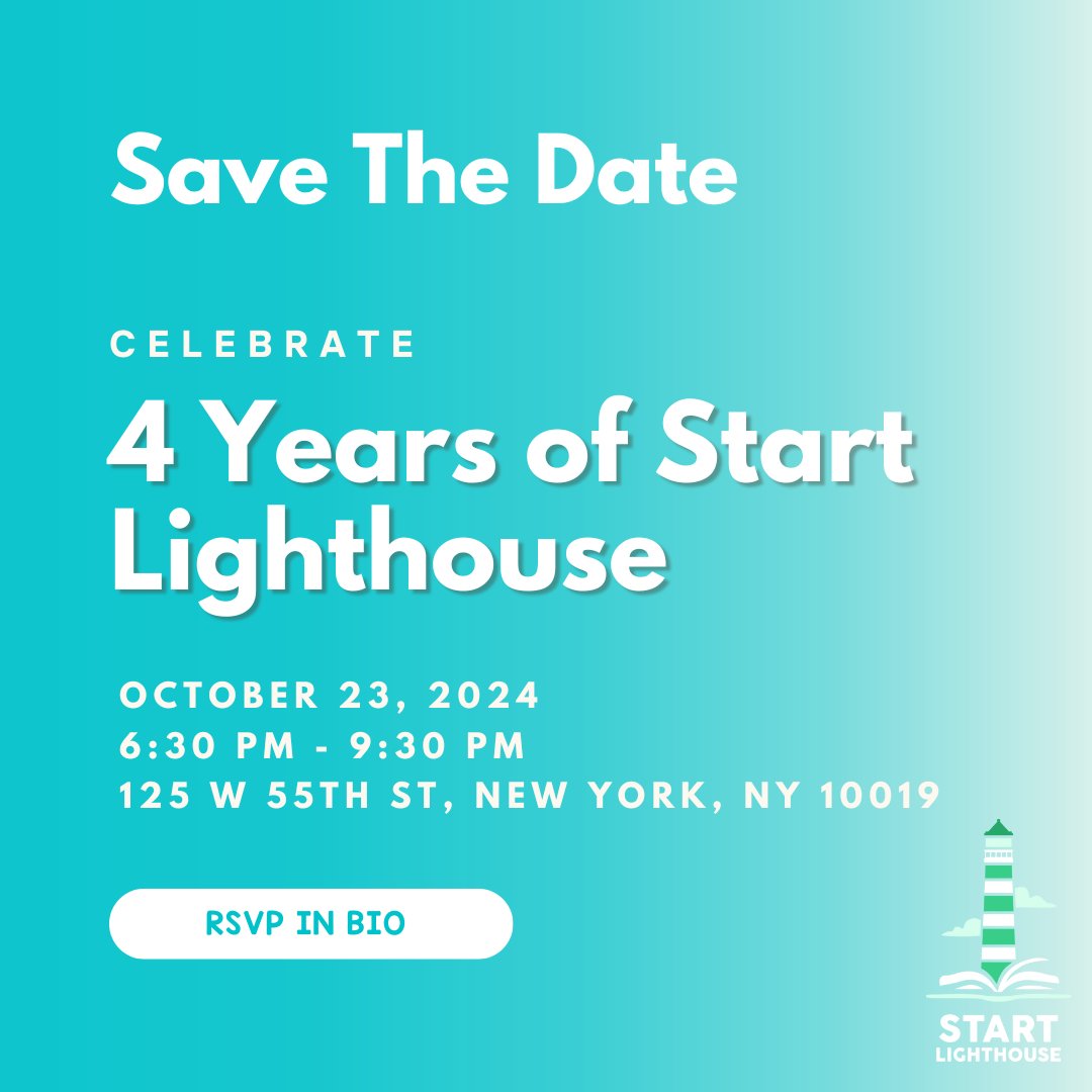 Join us on Oct 23 to celebrate 4 amazing years of Start Lighthouse! 🎉Get ready for inspiring speeches, a silent auction, and a chance to connect with fellow literacy advocates! Don’t miss out! Purchase your ticket here: bit.ly/3Ub3K3N! #StartLighthouse4Years