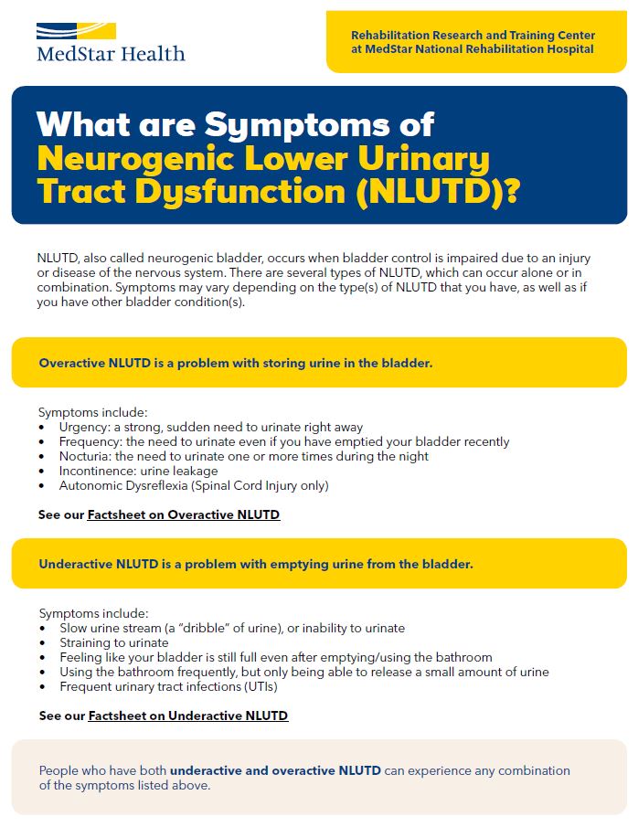 ResearchonSCI's tweet photo. #FACTSHEET: Check out our factsheet on NLUTD Symptoms!

Learn the different types of #NLUTD and how your type may affect you.

See the full factsheet on our website here:
https://t.co/52KqgSdG4P https://t.co/RgNwrk38og