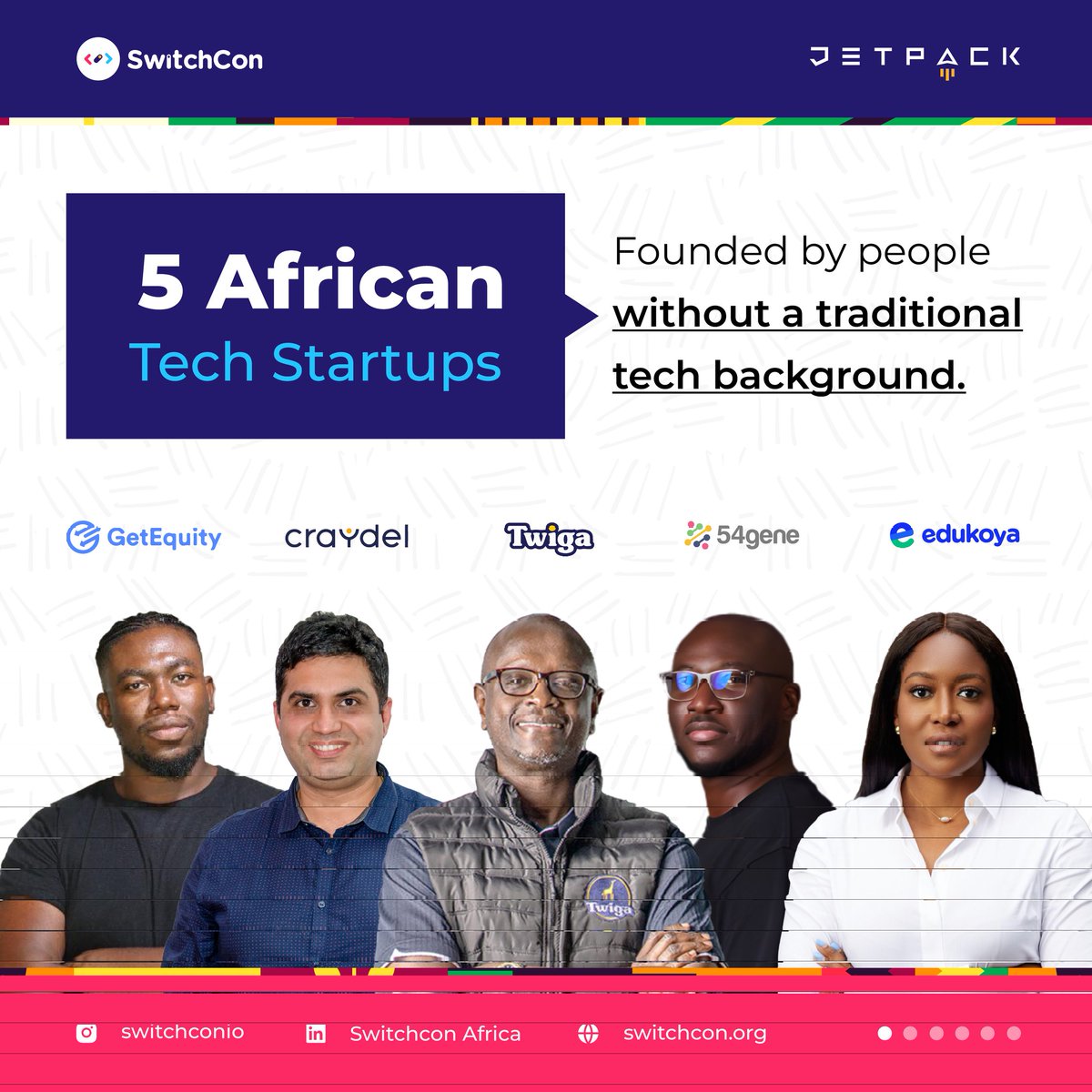 switchcon_io's tweet photo. Who says you need a tech degree to change the world?
These 5 African tech startups prove you don't need a traditional tech background to create innovative solutions.
Join us this November for JETPACK'24.
#switchcon #jetpack #weeklytechtips https://t.co/f7eWHu6EfF