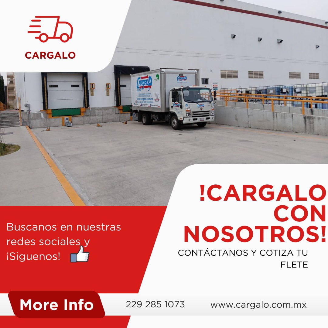 CARGALO2017's tweet photo. ¿Necesitas un flete? 🤔

¡CARGALO es la respuesta! ✨🚛🚚

Cotiza con nosotros 📲💻

Para más información estamos para atenderte 
229 285 1073 ☎️

pricing@cargalo.com.mx 💻

Síguenos en nuestras redes sociales 😎 https://t.co/vWaB9XBPdq