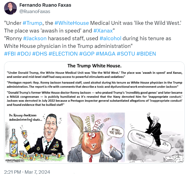 RuanoFaxas's tweet photo. @OccupyDemocrats "#Omarosa Manigault #Newman [...] #Trump 'dictated' what the doctors cooked up for his medical history [Harold #Bornstein,Ronny #Jackson,Sean #Conley,Bruce #Aronwald]"

https://t.co/fhvUbZFDBV

#Dementia,Drug Abuser,Malignant #Narcissism, Pathological Liar...#FBI

#KAMALA #HARRIS https://t.co/ieZbim55wb