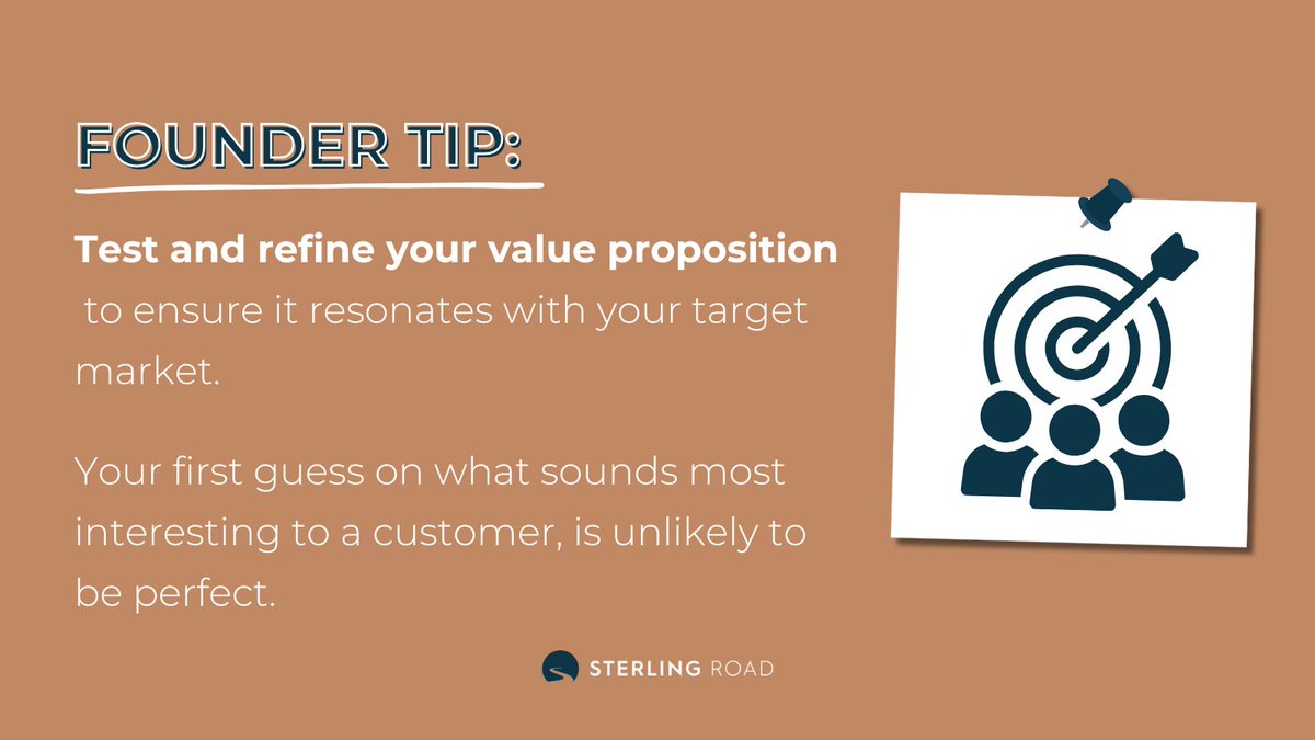 sterlingroadvc's tweet image. Founder Tip: Test and refine your value proposition to ensure it resonates with your target market.

Your first guess on what sounds most interesting to a customer, is unlikely to be perfect.

#ValueProposition #CustomerEngagement #FounderTip