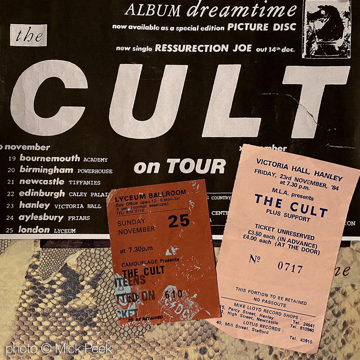 As I get ready to head off to see some of <a href="/officialcult/">THE CULT</a> #8424 UK shows here’s some nice memorabilia from the 1984 tour.
… my tickets for Hanley and London… BD got me in at Aylesbury without a ticket.
“I will have my Dreamtime”