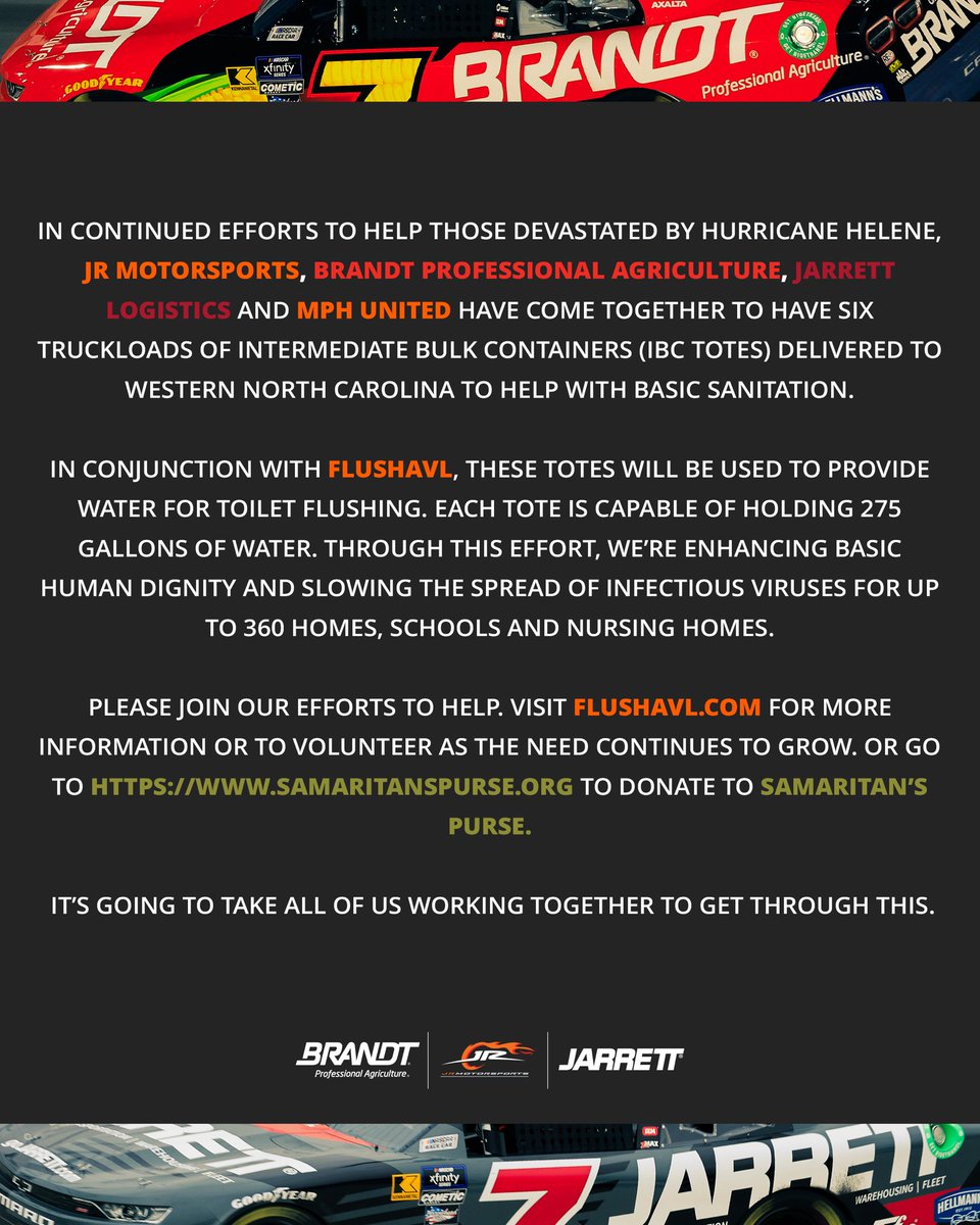 JRMotorsports's tweet photo. It’s going to take all of us working together to get through this. ❤️ https://t.co/xV2MrmI3dZ