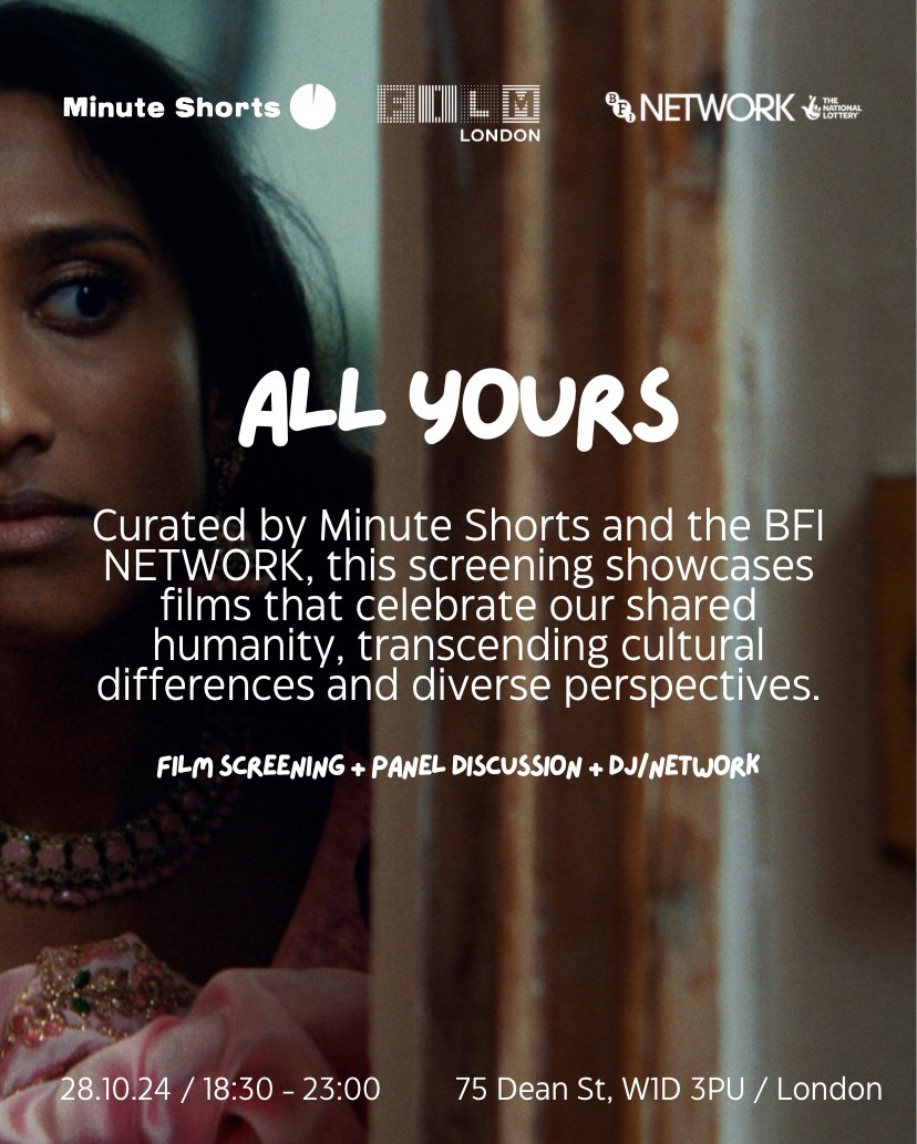 Join BFI NETWORK &amp; <a href="/minute_shorts/">Minute</a> for an evening showcase of incredible NETWORK-funded shorts! Enjoy unreleased films from the past year, followed by panel discussions and networking sessions with lively &amp; vibrant music✨

Mon 28 Oct | 18:30-23:00
Book: bit.ly/4dQEarR 🎟️