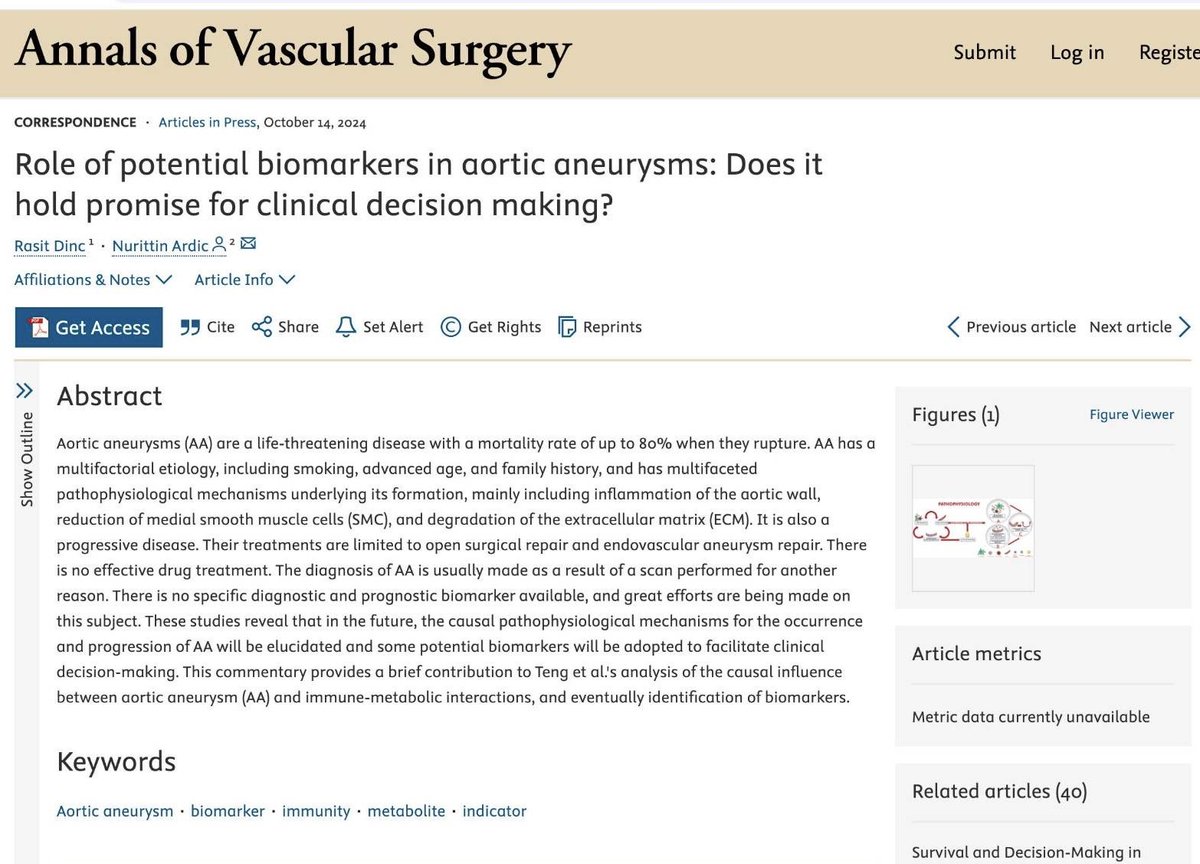 RasitDinc's tweet photo. Role of potential biomarkers in aortic aneurysms: Does it hold promise for clinical decision making?

https://t.co/LJfR9YKVEN https://t.co/o3z4nmWKxs