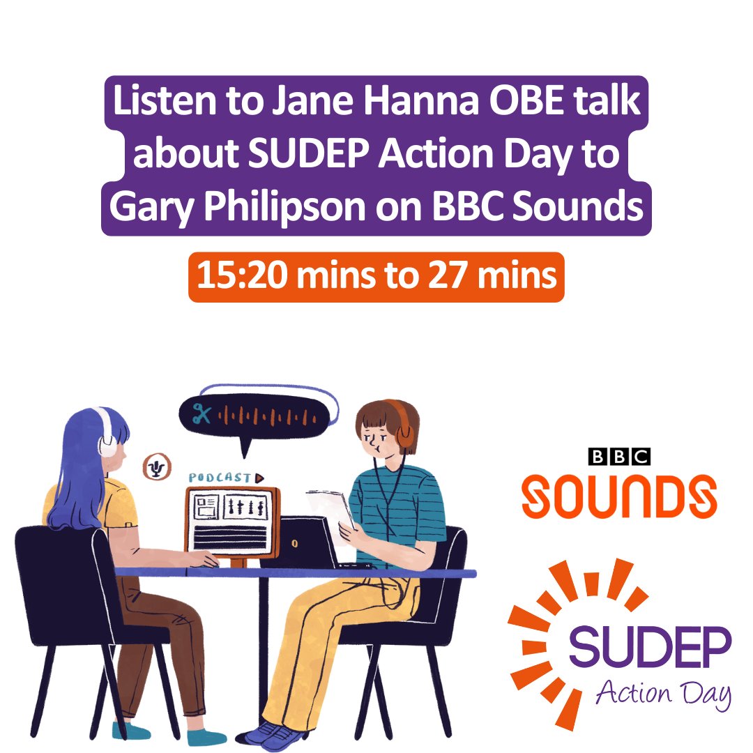 SudepAction's tweet photo. Hear Jane Hanna OBE talk to @GaryAPhilipson about #SUDEPActionDay2024 on @BBCSounds this morning: https://t.co/4d4kzph8G9

#SUDEP #epilepsy #seizures #epilepsyawareness https://t.co/nu6J3zw4c9