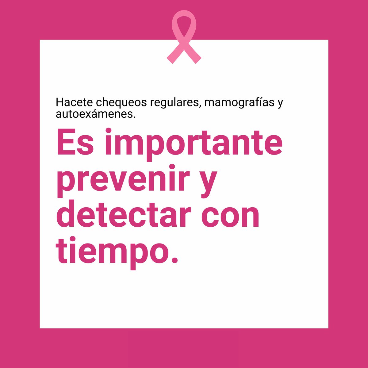 Hoy es el #DíaMundialContraelCáncerdeMama. Tocate, cuidate, consultá. Es importante prevenir y detectar con tiempo.

#cáncerdemama #prevencioncancerdemama #tocateparaquenotetoque