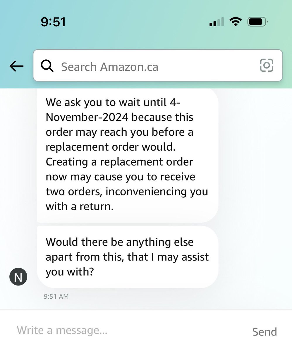 SpiceWeekly's tweet photo. @AmazonHelp @amazonca Here is the outcome. I’ve been told wait 3 weeks! So much for Prime membership. Plus they said I should call the carrier company to sort it out. Isn’t that what they should do? I wanted to speak to a supervisor and was denied. https://t.co/fVEyUcmODj