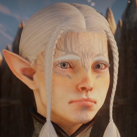 aralshiral's tweet photo. eirlys lavellan :p
age: 23 (DAI) - 33 (DAV)
born in an alienage, raised dalish
alignment: idk…reticent little baby
lover: solas 
friends: cole, varric, and vivienne
fun fact: her arms dislocate very easily. she’s a knight enchanter and wields a big spirit-claymore. it’s bad https://t.co/OFeozmbZfF