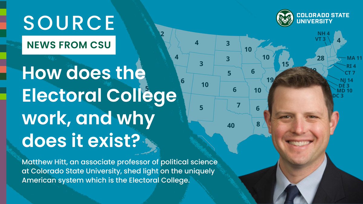 How does the Electoral College work, and why does it exist? 
@matthewhitt , associate professor of political science at Colorado State University, shed light on the uniquely American system which is the Electoral College.
Read more: source.colostate.edu/electoral-coll…