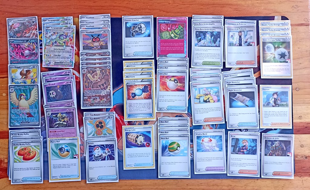 PokealfYT's tweet photo. Yesterday I went to a league cup, after two months of not playing,
Went 3/2/0
With the amazing Terapagos deck 🐢 
This list feels good, but needs another counter catcher or boss's orders,
Dialga match my hand were completely bricked 
-iono
+ Boss's Orders/ Counter catcher https://t.co/KNN8tvbuCe