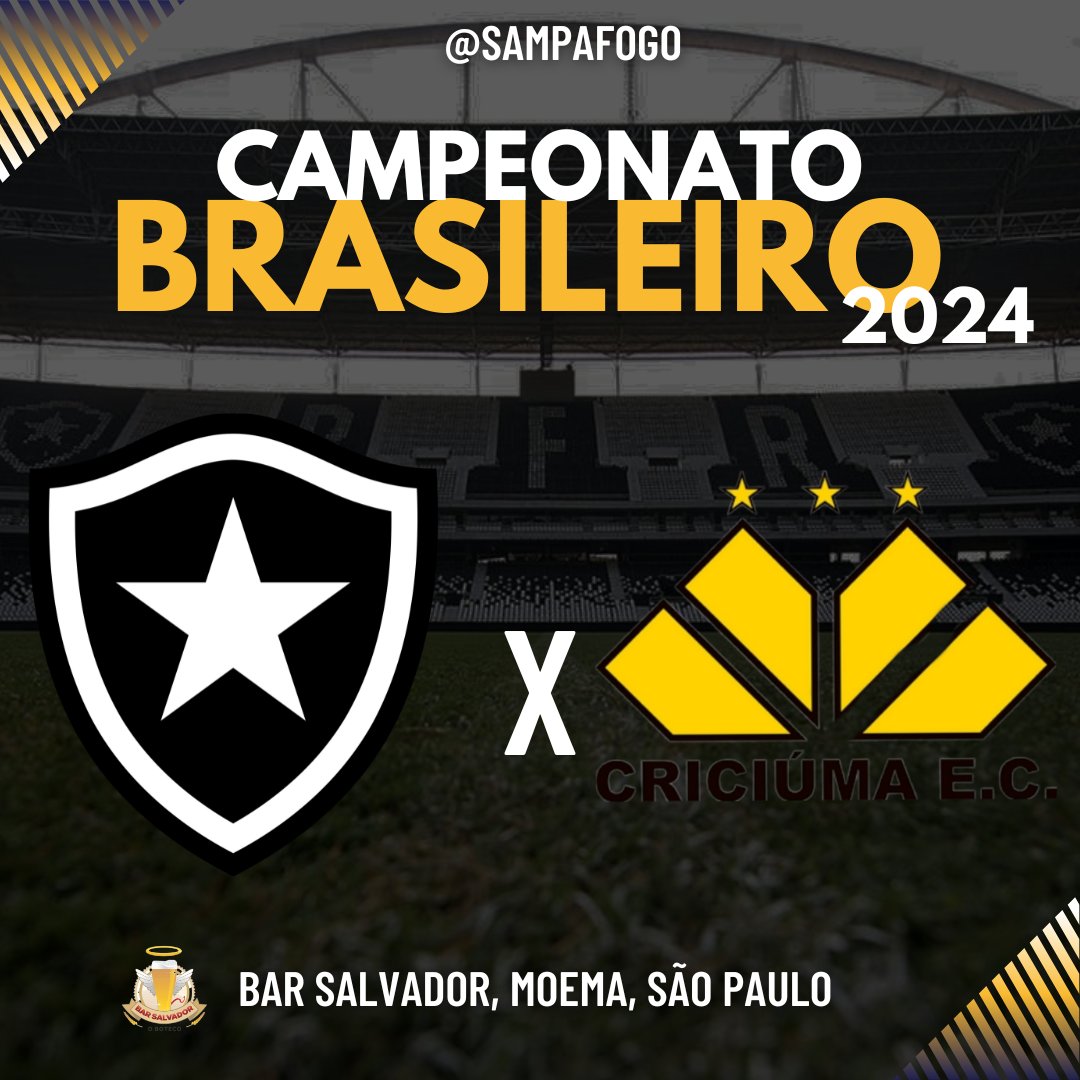 BORA, FOGÃO!🔥🔥

Nesta sexta, às 20h, o Botafogo encara o Criciúma para se manter na ponta da tabela. Fiquem ligados sobre a lotação na nossa Leste Superior, hein! Cheguem cedo!

Vista sua camisa e venha torcer com a gente!

Bar Salvador - Alameda dos Anapurus, 1488, Moema/SP