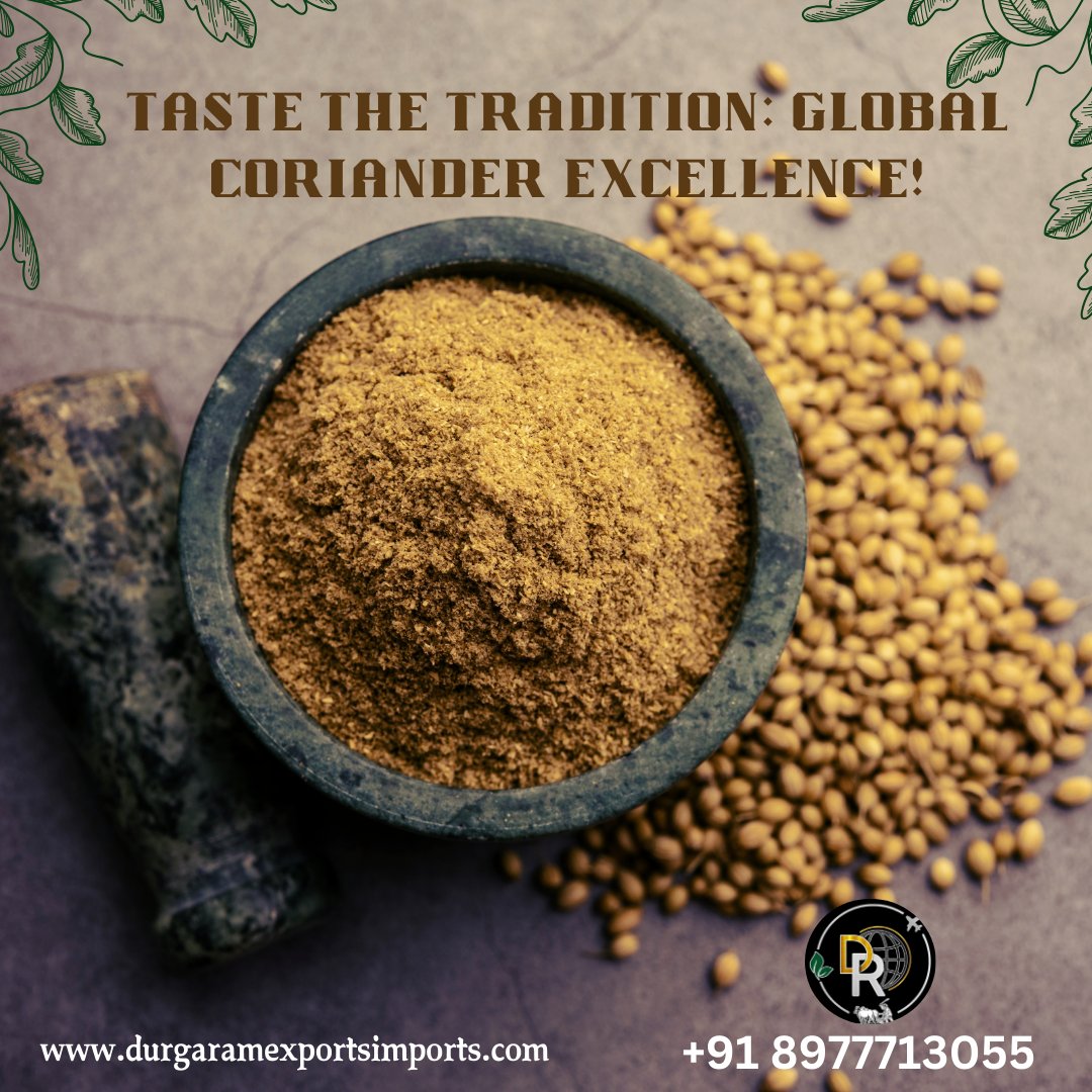 DRGlobalCompany's tweet photo. "Enhance your recipes with Durga Ram's coriander powder!
Perfect for curries, stews, and marinades.
Inquire now!
#CorianderPowderBenefits #HealthyEating #SpiceLove #DurgaRamExports #ExportQuality" https://t.co/sHfB11R569