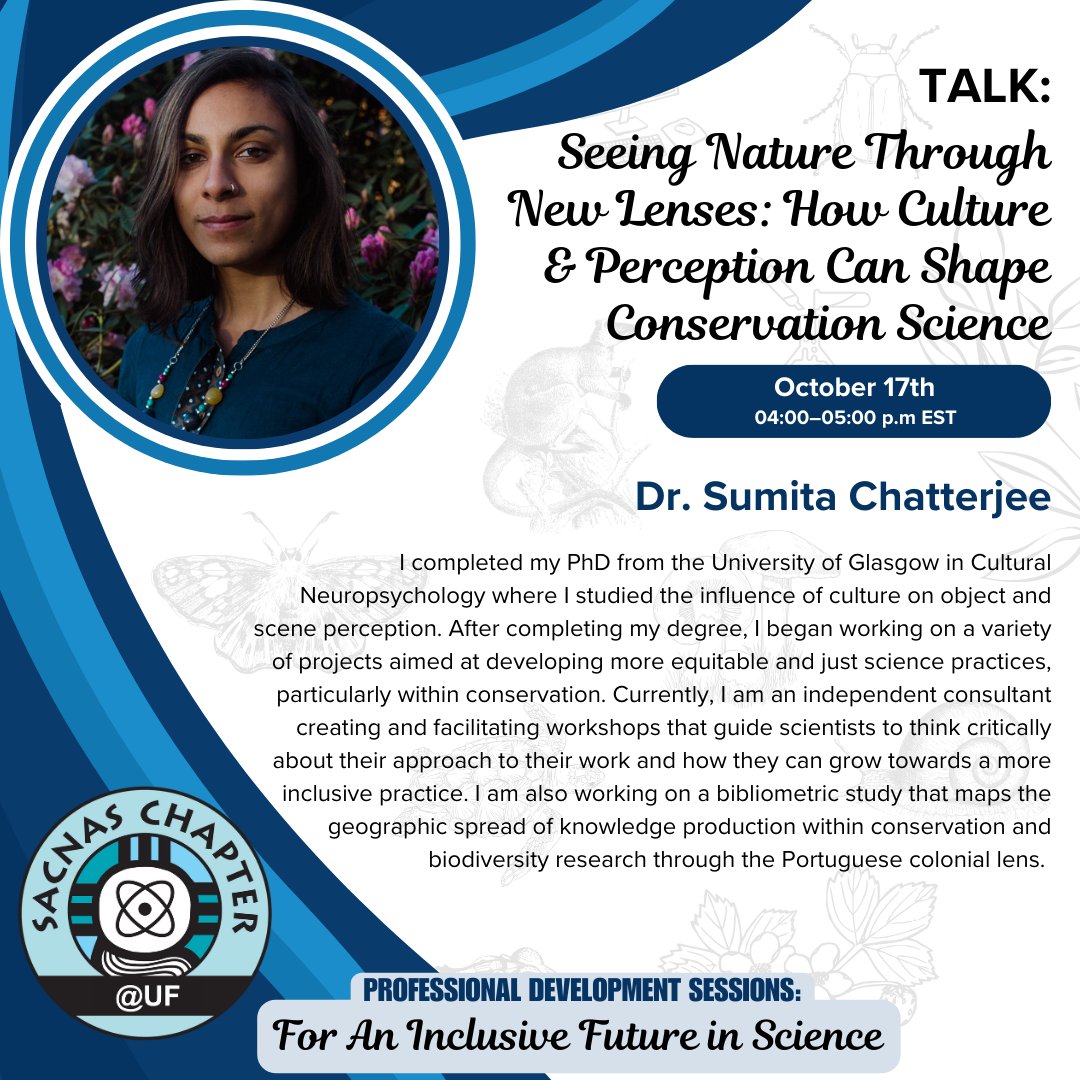 Tomorrow we will have our third guest in our Professional Development Sessions "For an Inclusive Future in Science". Don't miss the opportunity to attend to this insightful talk. If you haven't registered yet, do it now in this link:
sacnasfl.wixsite.com/ufsacnas/event…