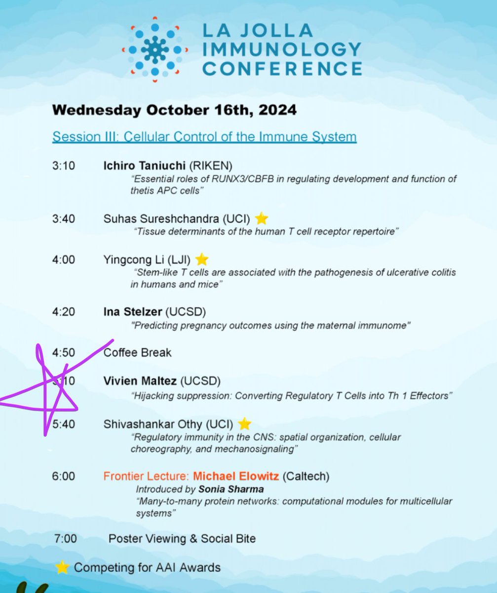 Day two of the La Jolla Immunology Conference <a href="/salkinstitute/">Salk Institute</a> 
Off to a phenomenal start with our lead off speaker <a href="/QuinaScience/">Dequina Nicholas</a> !
Stick around to hear me speak about turncoat Tregs later today 🔬🐁