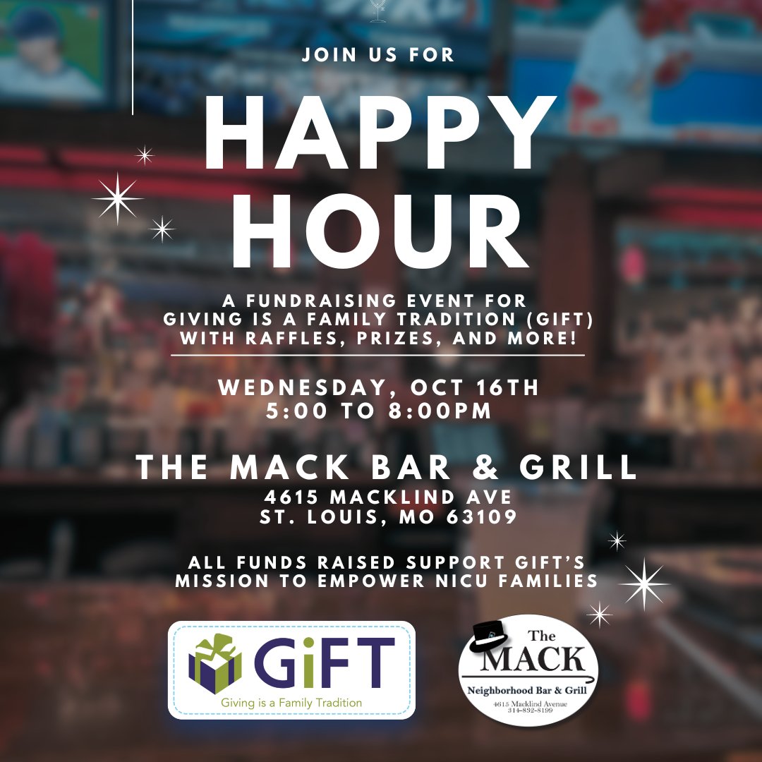 Join us TONIGHT! We will have exciting raffles: gift cards to Amazon, Target, AMC, Crumble Cookie, iTunes, a wine basket and St. Louis Blues Hockey tickets in the lower bowl!!!
#StLouis #SouthCitySTL #StLouisHappyHour #StLouisCharity