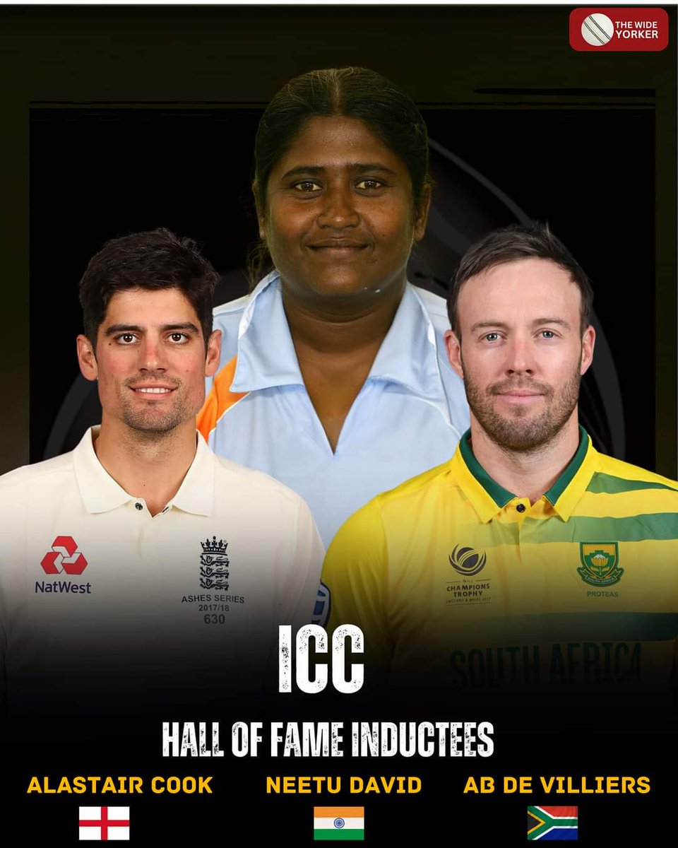 Farzi_Fan1996's tweet image. New inductees to the icc hall of fame. 

#abdevilliers #neetudavid #AlastairCook #alastiercook